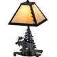 Meyda Lighting Lone Moose 16" Textured Black Accent Table Lamp With Beige Art Shade Glass