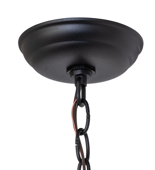 Meyda Lighting Lone Moose 18" 2-Light Textured Black Pendant Light With Blue Green Shade Glass