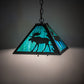 Meyda Lighting Lone Moose 18" 2-Light Textured Black Pendant Light With Blue Green Shade Glass