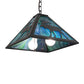 Meyda Lighting Lone Moose 18" 2-Light Textured Black Pendant Light With Blue Green Shade Glass