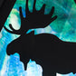 Meyda Lighting Lone Moose 18" 2-Light Textured Black Pendant Light With Blue Green Shade Glass