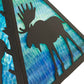 Meyda Lighting Lone Moose 18" Textured Black Frame With Blue Green Shade Glass
