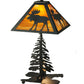 Meyda Lighting Lone Moose 21" 2-Light Textured Black Table Lamp With Beige Shade Glass