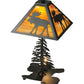 Meyda Lighting Lone Moose 21" 2-Light Textured Black Table Lamp With Beige Shade Glass