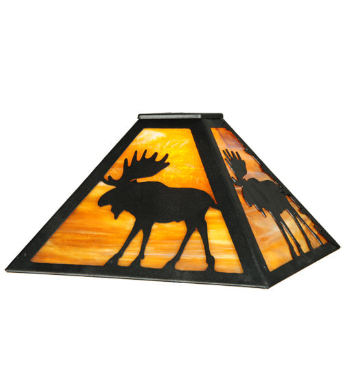 Meyda Lighting Lone Moose 21" 2-Light Textured Black Table Lamp With Beige Shade Glass