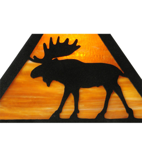 Meyda Lighting Lone Moose 21" 2-Light Textured Black Table Lamp With Beige Shade Glass