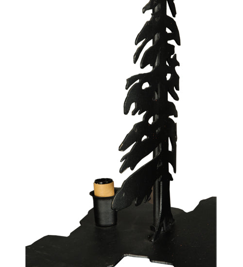 Meyda Lighting Lone Moose 21" 2-Light Textured Black Table Lamp With Beige Shade Glass