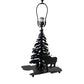 Meyda Lighting Lone Moose 21" 2-Light Textured Black Table Lamp With Green & Blue Shade Glass