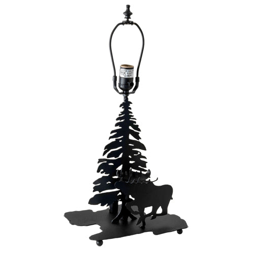 Meyda Lighting Lone Moose 21" 2-Light Textured Black Table Lamp With Green & Blue Shade Glass