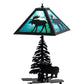 Meyda Lighting Lone Moose 21" 2-Light Textured Black Table Lamp With Green & Blue Shade Glass