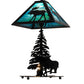 Meyda Lighting Lone Moose 21" 2-Light Textured Black Table Lamp With Green & Blue Shade Glass