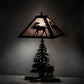 Meyda Lighting Lone Moose 21" 2-Light Textured Black Table Lamp With Silver Mica Shade Glass