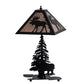 Meyda Lighting Lone Moose 21" 2-Light Textured Black Table Lamp With Silver Mica Shade Glass