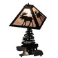 Meyda Lighting Lone Moose 21" 2-Light Textured Black Table Lamp With Silver Mica Shade Glass