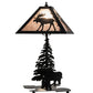 Meyda Lighting Lone Moose 21" 2-Light Textured Black Table Lamp With Silver Mica Shade Glass