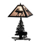 Meyda Lighting Lone Moose 21" 2-Light Textured Black Table Lamp With Silver Mica Shade Glass