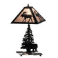 Meyda Lighting Lone Moose 21" 2-Light Textured Black Table Lamp With Silver Mica Shade Glass