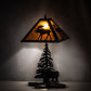 Meyda Lighting Lone Moose 228788 21" 2-Light Textured Black Table Lamp With Silver Mica Shade Glass