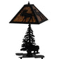 Meyda Lighting Lone Moose 228788 21" 2-Light Textured Black Table Lamp With Silver Mica Shade Glass
