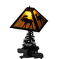 Meyda Lighting Lone Moose 228788 21" 2-Light Textured Black Table Lamp With Silver Mica Shade Glass