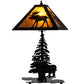 Meyda Lighting Lone Moose 228788 21" 2-Light Textured Black Table Lamp With Silver Mica Shade Glass