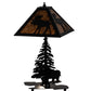 Meyda Lighting Lone Moose 228788 21" 2-Light Textured Black Table Lamp With Silver Mica Shade Glass