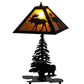 Meyda Lighting Lone Moose 228788 21" 2-Light Textured Black Table Lamp With Silver Mica Shade Glass