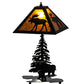 Meyda Lighting Lone Moose 228788 21" 2-Light Textured Black Table Lamp With Silver Mica Shade Glass