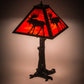 Meyda Lighting Lone Moose 24" 3-Light Textured Black Table Lamp With Orange Art Shade Glass
