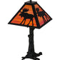 Meyda Lighting Lone Moose 24" 3-Light Textured Black Table Lamp With Orange Art Shade Glass