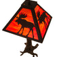 Meyda Lighting Lone Moose 24" 3-Light Textured Black Table Lamp With Orange Art Shade Glass