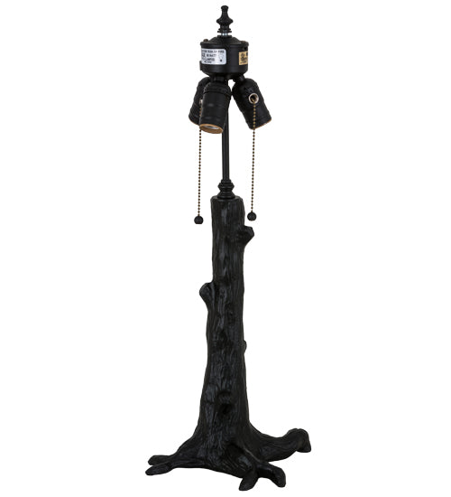 Meyda Lighting Lone Moose 24" 3-Light Textured Black Table Lamp With Orange Art Shade Glass