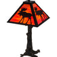Meyda Lighting Lone Moose 24" 3-Light Textured Black Table Lamp With Orange Art Shade Glass