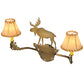 Meyda Lighting Lone Moose 27" 2-Light Antique Copper Wall Sconce With Beige Leather Fabric Shade