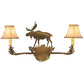 Meyda Lighting Lone Moose 27" 2-Light Antique Copper Wall Sconce With Beige Leather Fabric Shade