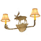Meyda Lighting Lone Moose 27" 2-Light Antique Copper Wall Sconce With Beige Leather Fabric Shade