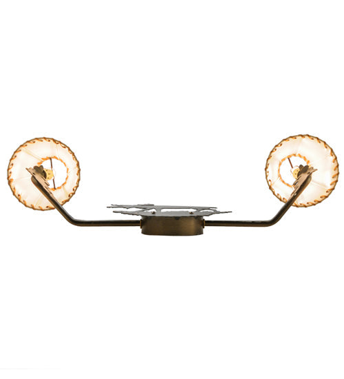Meyda Lighting Lone Moose 27" 2-Light Antique Copper Wall Sconce With Beige Leather Fabric Shade