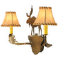 Meyda Lighting Lone Moose 27" 2-Light Antique Copper Wall Sconce With Beige Leather Fabric Shade