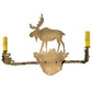 Meyda Lighting Lone Moose 27" 2-Light Antique Copper Wall Sconce With Beige Leather Fabric Shade