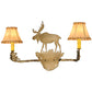 Meyda Lighting Lone Moose 27" 2-Light Antique Copper Wall Sconce With Beige Leather Fabric Shade