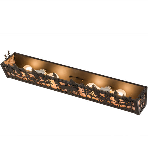 Meyda Lighting Lone Moose 30" 4-Light Oil Rubbed Bronze Vanity Light With Silver Mica Shade Glass