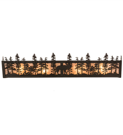 Meyda Lighting Lone Moose 30" 4-Light Oil Rubbed Bronze Vanity Light With Silver Mica Shade Glass