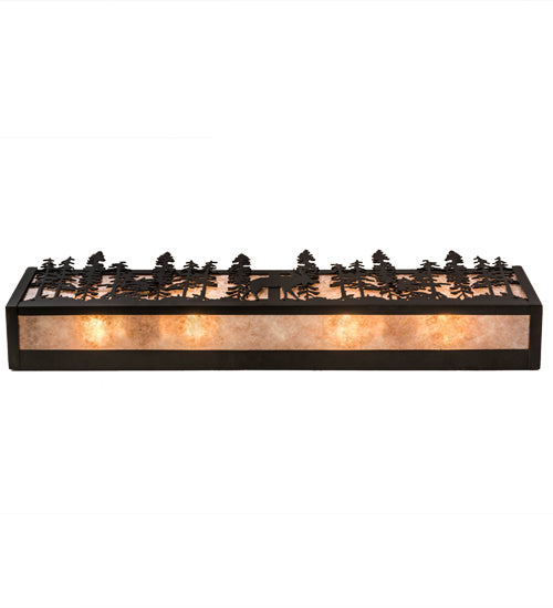 Meyda Lighting Lone Moose 30" 4-Light Oil Rubbed Bronze Vanity Light With Silver Mica Shade Glass