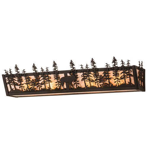 Meyda Lighting Lone Moose 30" 4-Light Oil Rubbed Bronze Vanity Light With Silver Mica Shade Glass