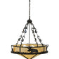 Meyda Lighting Lone Moose 31" 4-Light Timeless Bronze Inverted Pendant Light With Beige Art Shade Glass