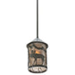 Meyda Lighting Lone Moose 6" Timeless Bronze Lantern Mini Pendant Light With Silver Mica Shade Glass