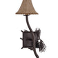 Meyda Lighting Lone Pine 10" Mahogany Bronze Right Wall Sconce With Brown Leather Shade