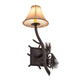 Meyda Lighting Lone Pine 10" Mahogany Bronze Right Wall Sconce With Brown Leather Shade