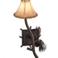 Meyda Lighting Lone Pine 10" Mahogany Bronze Right Wall Sconce With Brown Leather Shade