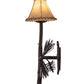 Meyda Lighting Lone Pine 10" Mahogany Bronze Right Wall Sconce With Brown Leather Shade